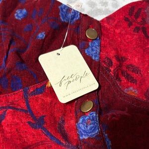 Free People Red and Blue Floral Skirt